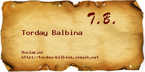 Torday Balbina névjegykártya
